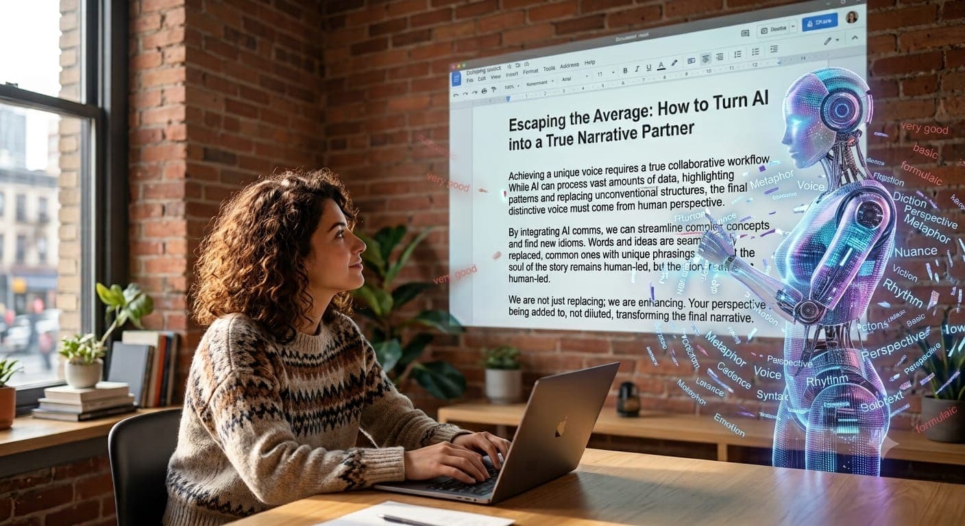 A writer collaborating with an artificial intelligence narrative partner
