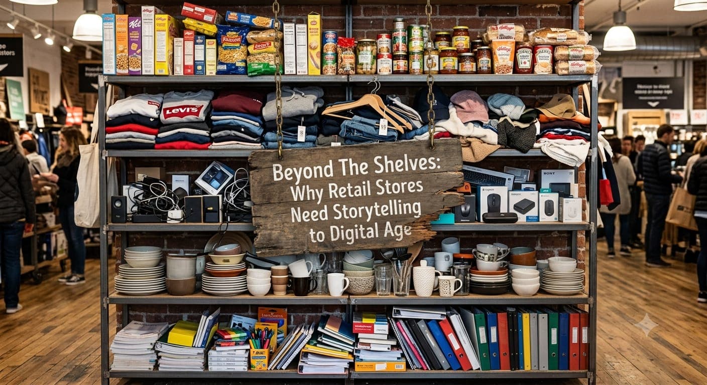 A richly stocked retail display illustrating storytelling beyond the shelf